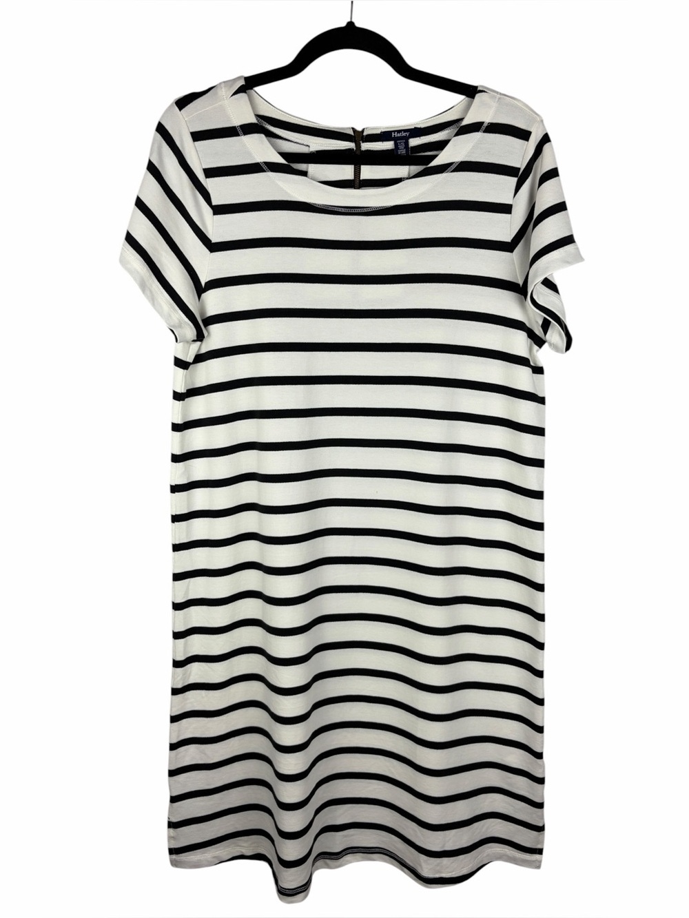Hatley Black White Breton Striped T-Shirt Dress Large Cotton Modal Shift